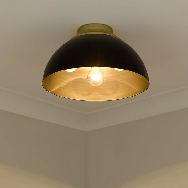 Zoey Olympic Gold and Matte Black Three-Light Flush Mount, image 4